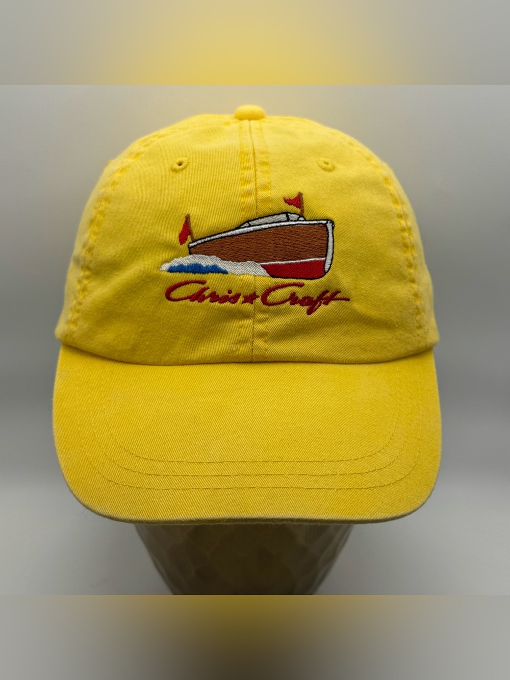 Chris-Craft Wooden Boat Logo Yellow Dad Hat Adjustable Strapback Unisex
